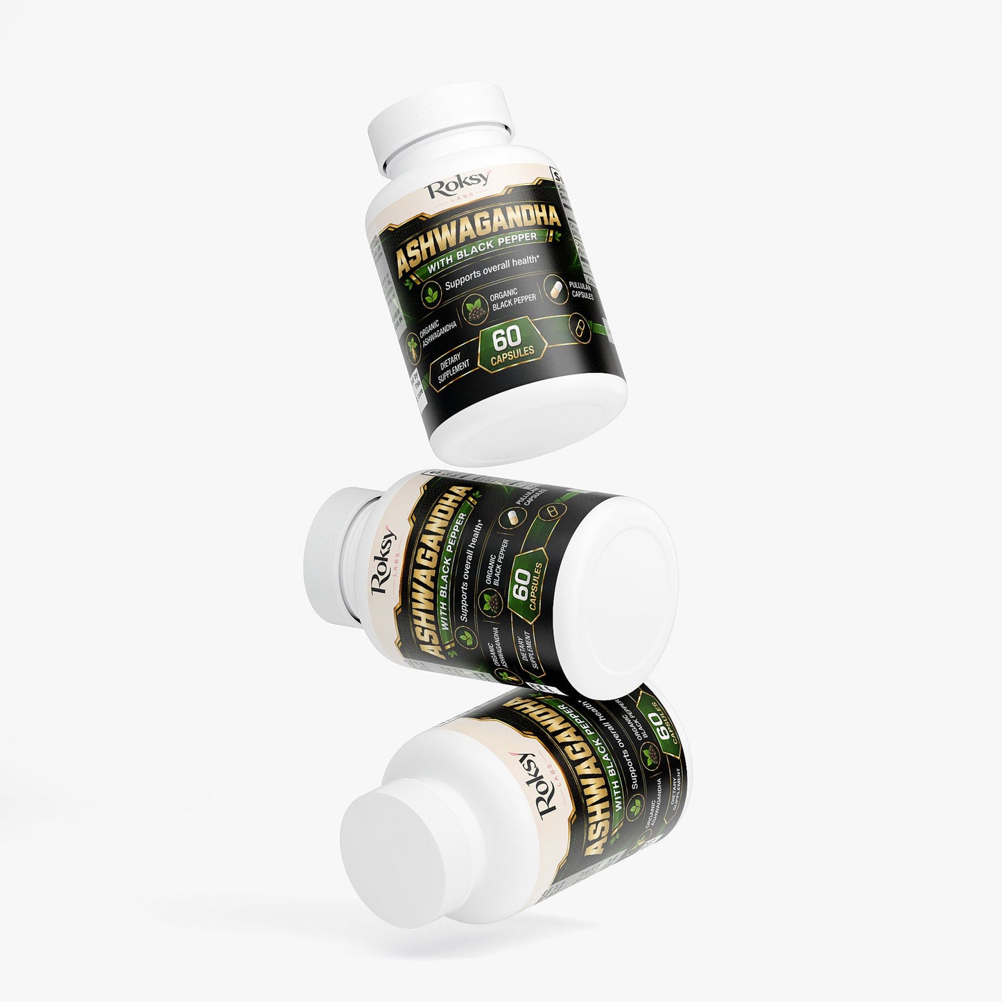 Organic Ashwagandha with Black Pepper – Stress, Calm & Adaptogen Support | 60 Caps