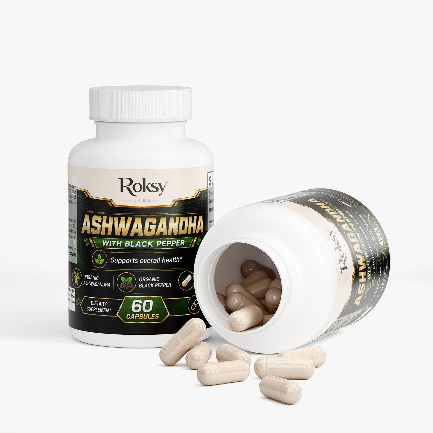 Organic Ashwagandha with Black Pepper – Stress, Calm & Adaptogen Support | 60 Caps