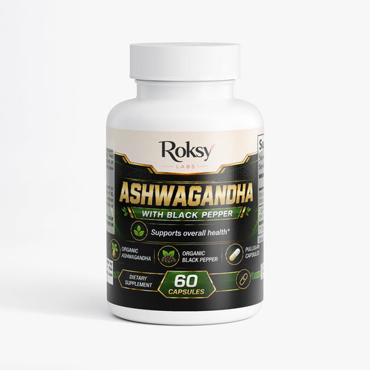 Organic Ashwagandha with Black Pepper – Stress, Calm & Adaptogen Support | 60 Caps