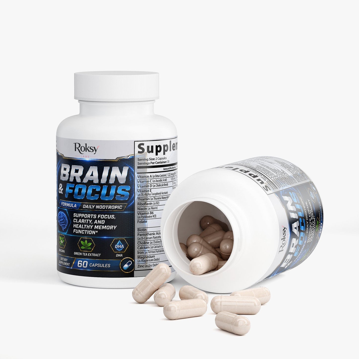 Brain & Focus Formula 60 Caps – Nootropic Brain Support for Memory & Energy