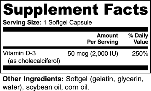 Vitamin D3 2,000 IU 100 softgels