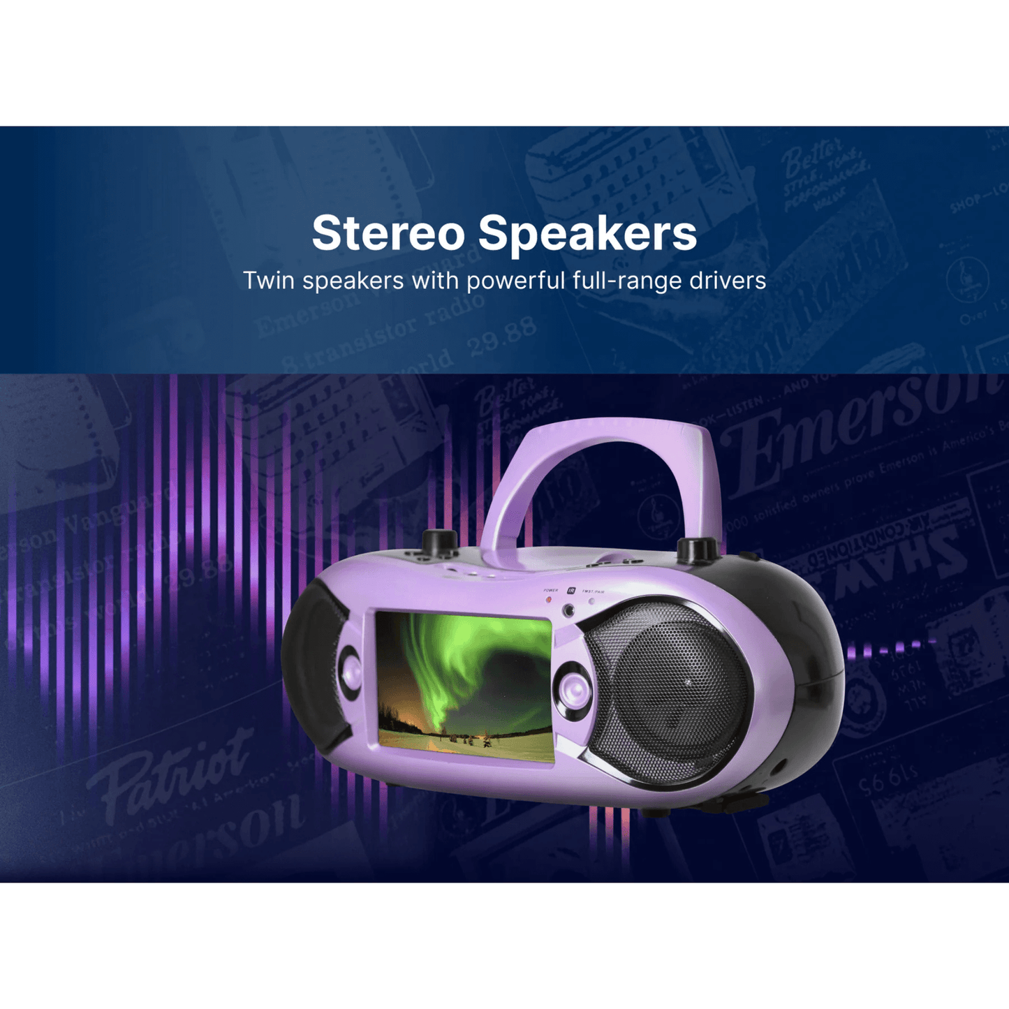 Emerson 7" Bluetooth TV DVD Boombox Lilac - Refurbished