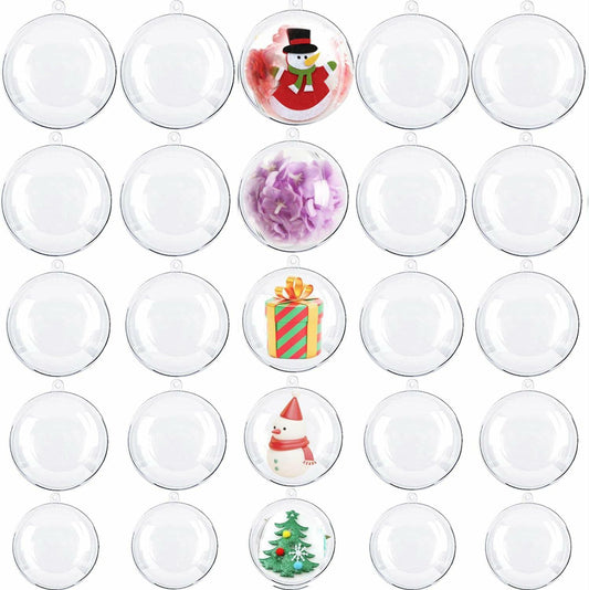 Ranchbtn 25pcs Clear Plastic Fillable Ornaments Various Sizes DIY Decor