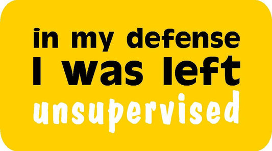 "In My Defense I Was Left Unsupervised" Vinyl Decal Sticker for Car, Lunch Box