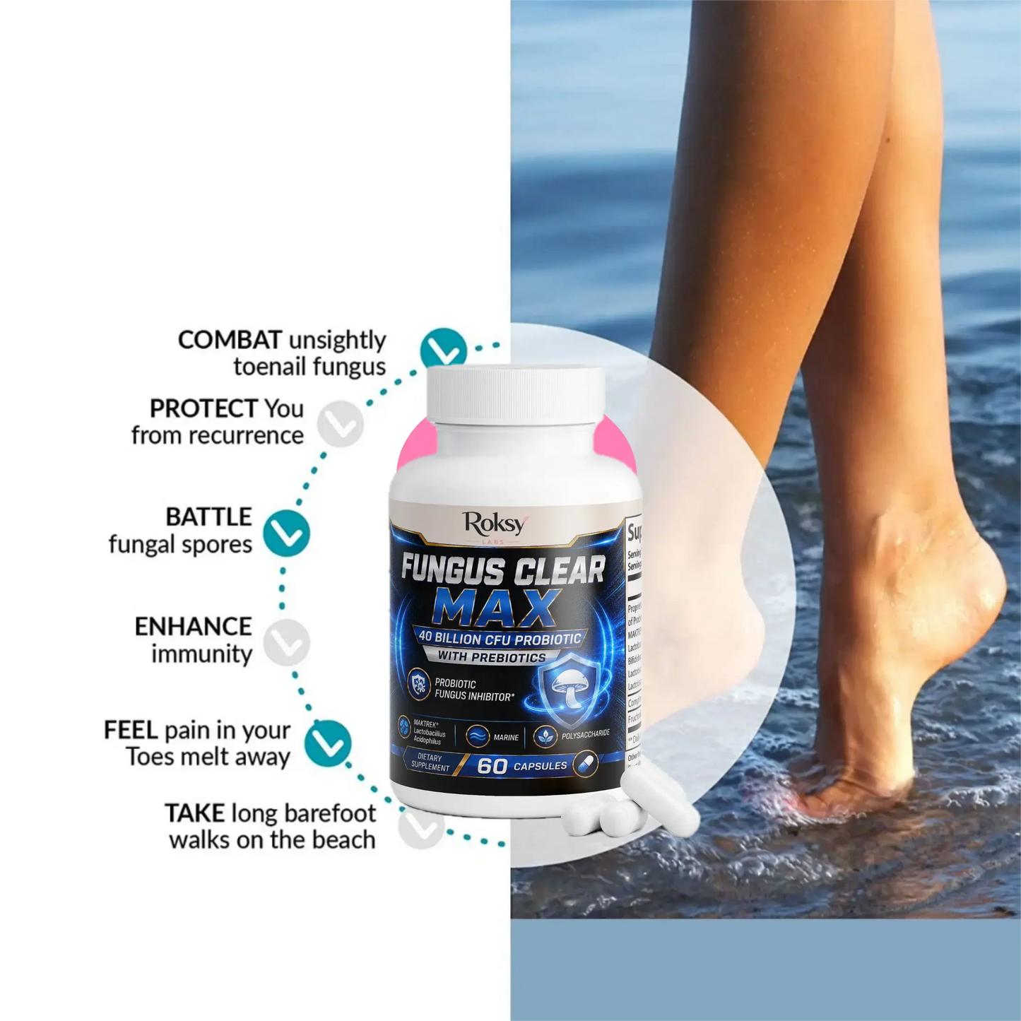 Fungus Clear Max 40 Billion CFU Probiotic Pills