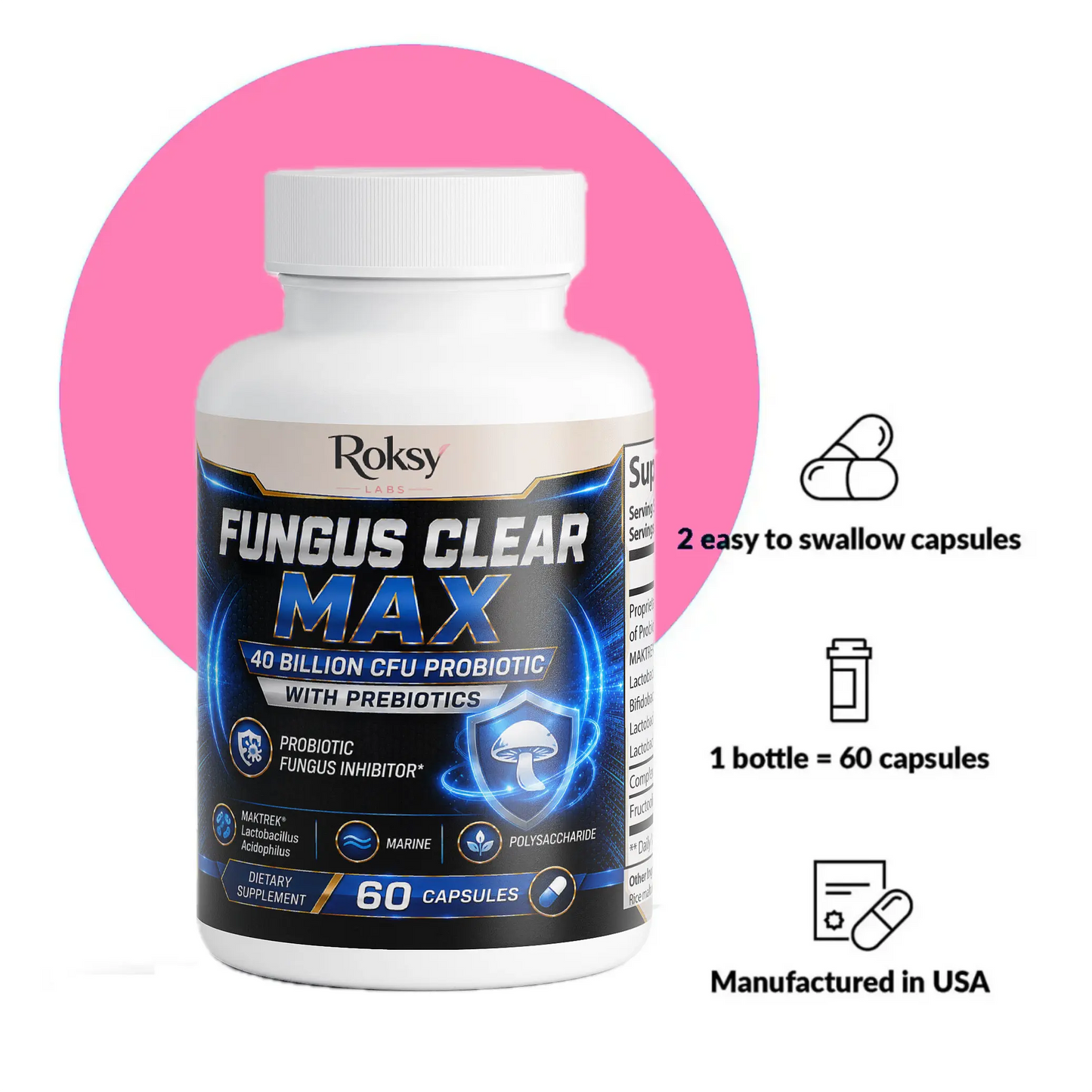 Fungus Clear Max 40 Billion CFU Probiotic Pills