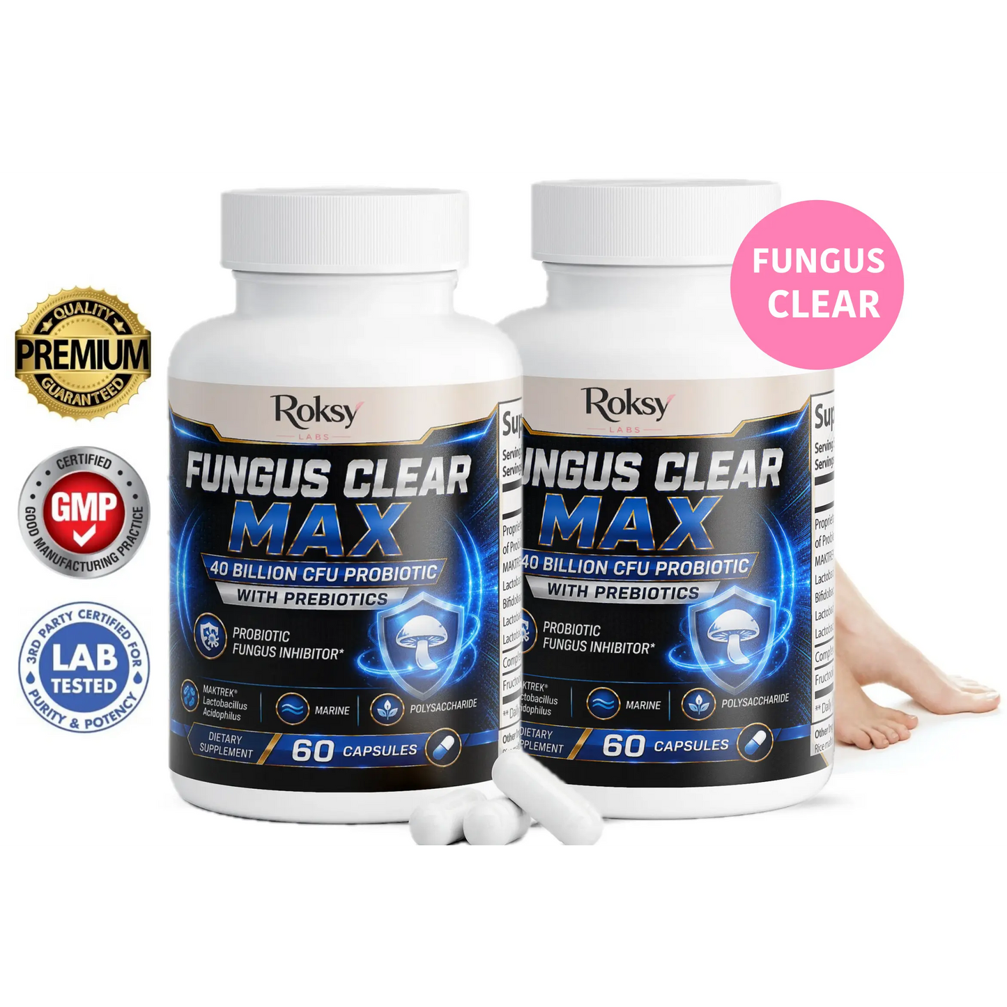Fungus Clear Max 40 Billion CFU Probiotic Pills 2 PACK